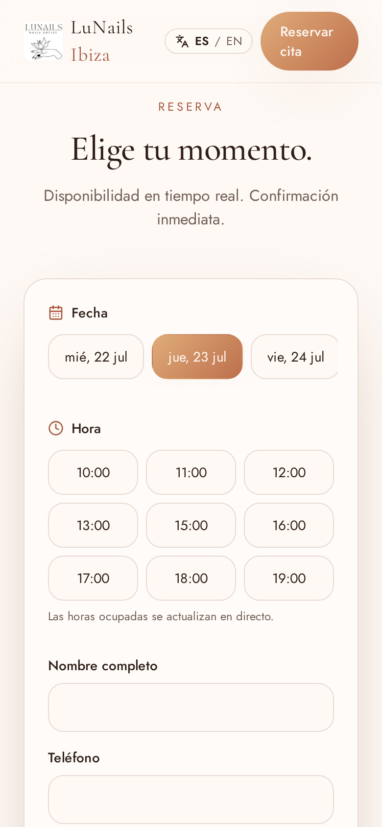 Luna Nails Ibiza — mobile view