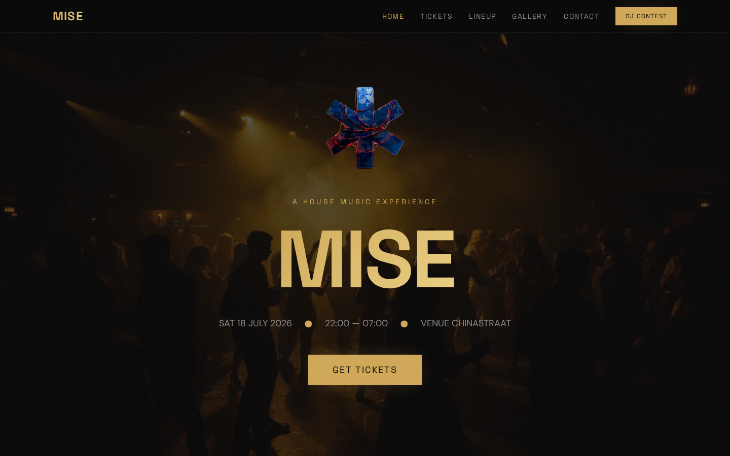 Mise Events — desktop view
